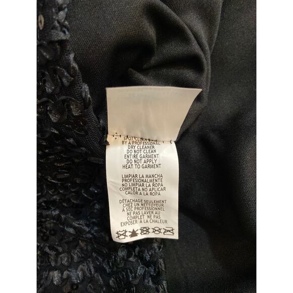 Vintage Helene Blake Sequin Wrap Evening Blouse Women 6 Lace Sleeve V Neck Black - Picture 13 of 15